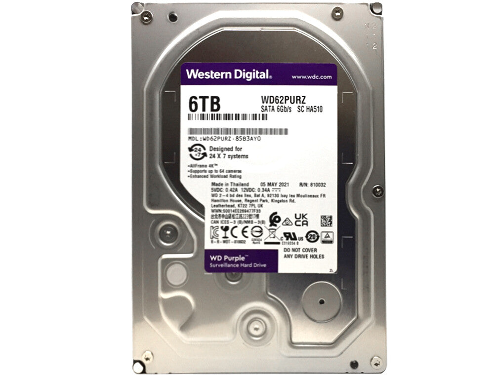 Western Digital Purple Surveillance WD62PURZ 6TB 5400RPM 6.0Gb/s 3.5" Hard Drive