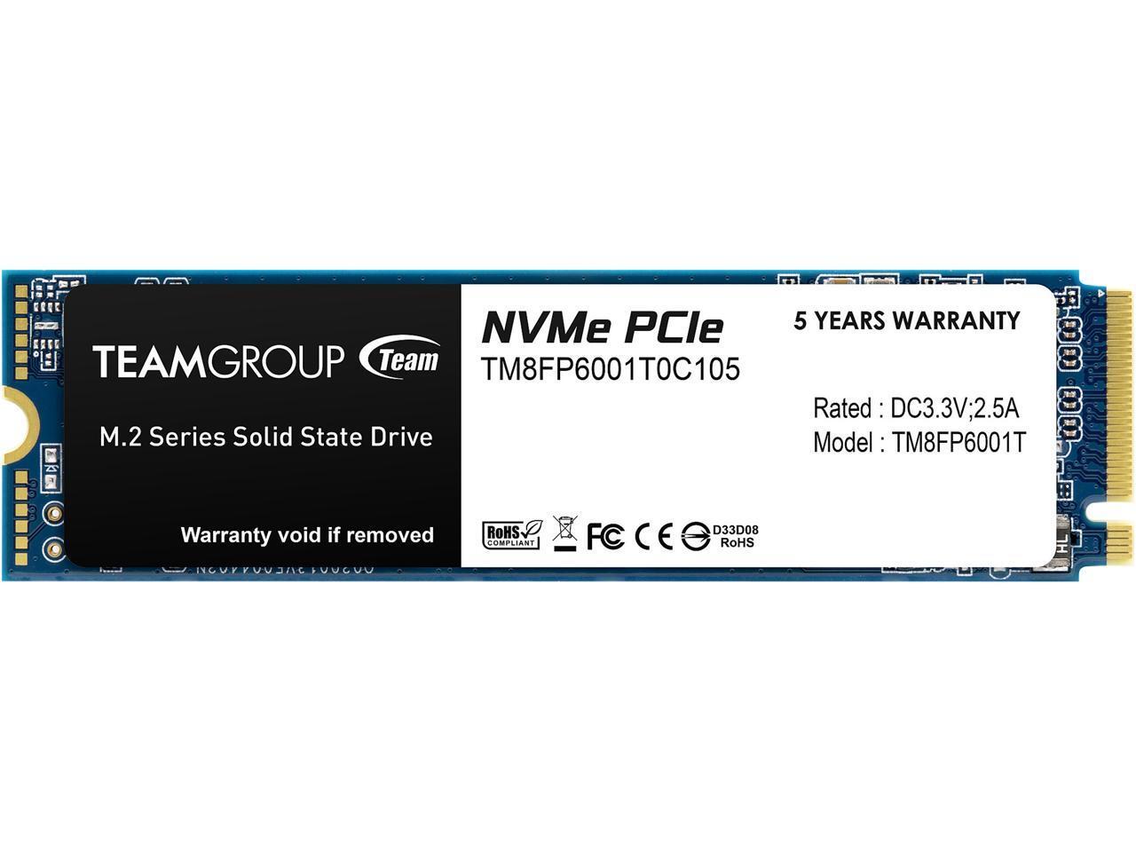 Team Group MP33 M.2 2280 1TB PCIe 3.0 x4 with NVMe 1.3 3D NAND Internal Solid S