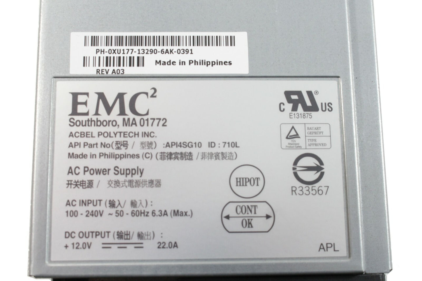 Dell EMC Acbel API4SG10 400w Server Power Supply Blower CX3 - XU177 071-000-462