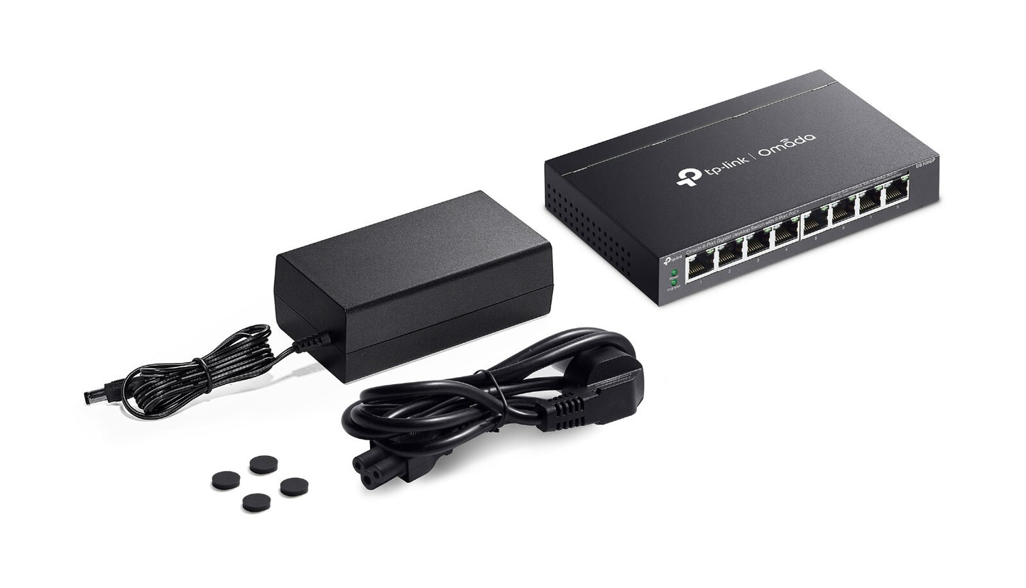 TP-Link DS108GP | Omada 8-Port 1000Mbps Gigabit Unmanaged Switch | 8* PoE+ Port