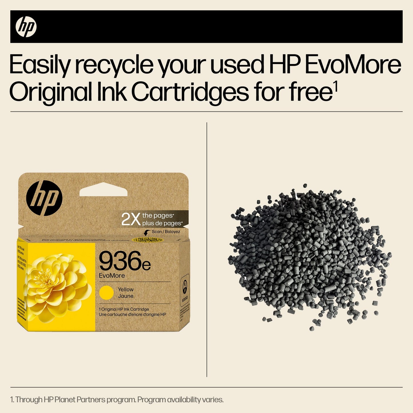 HP 936e EvoMore Yellow Original Ink Cartridge, 1,650 pages, 4S6V5LN