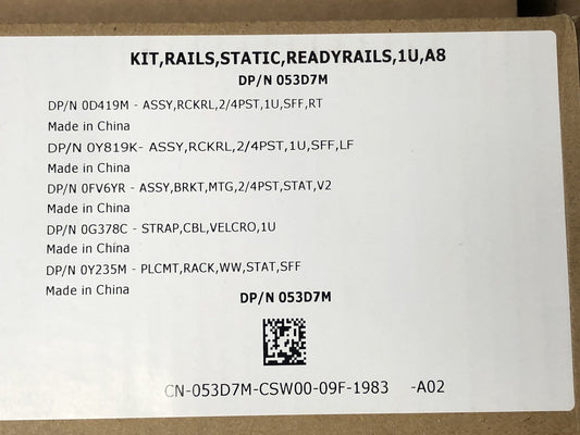 Dell 1U Static Rail Kit 2 or 4-Post R330 R340 R430 R440 R620 R630 R640 R6515 A8