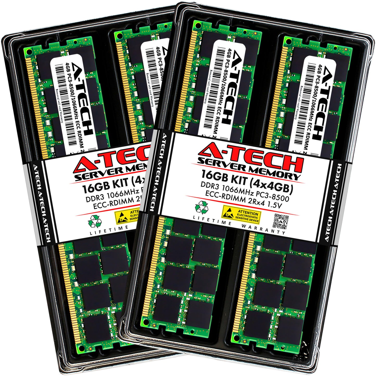 A-Tech 16GB 4x 4GB 2Rx4 PC3-8500R DDR3 1066MHz ECC RDIMM REG Server Memory RAM (NOT FOR HOME PC)