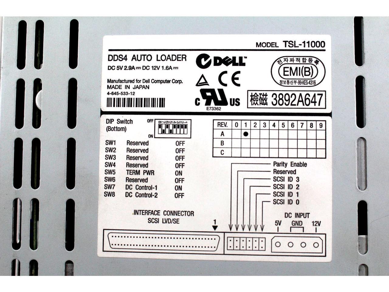 Dell PowerVault 120T DDS4 20GB SCSI Internal Autoloader TSL-11000 29HUW U5965
