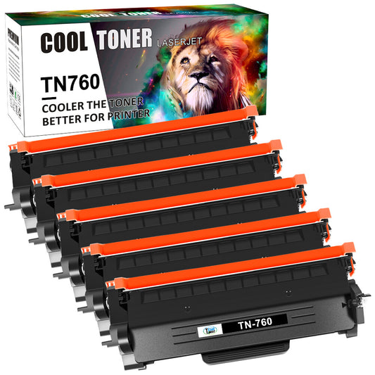 5x Compatible With Brother TN760 Toner Cartridge DCP-L2550DW HL-L2370DWX Printer