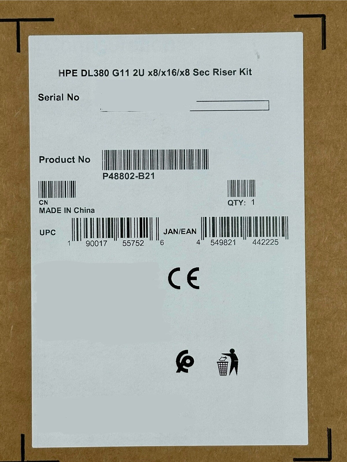 HPE Proliant P48802-B21 DL380 Gen11 2U x8/x16/x8 Secondary Riser Kit