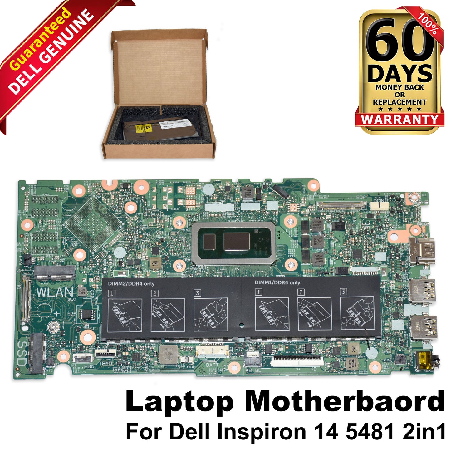Dell Inspiron 14 5481 2-in-1 Motherboard Core i5-8265U 1.6GHz Quad Core 9FWFN