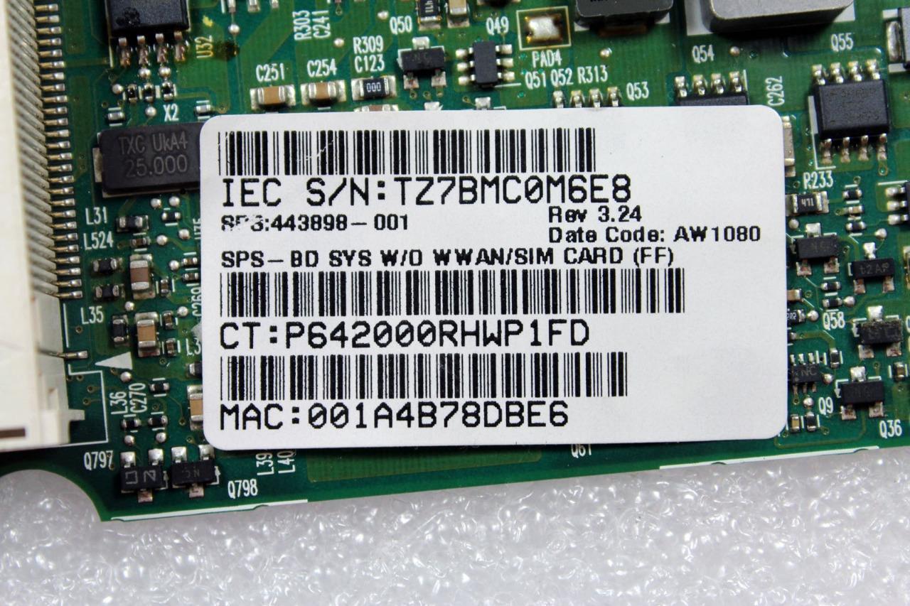 HP Compaq 6715B AMD CPU Full Featured MotherboardOEM Genuine 443898-001