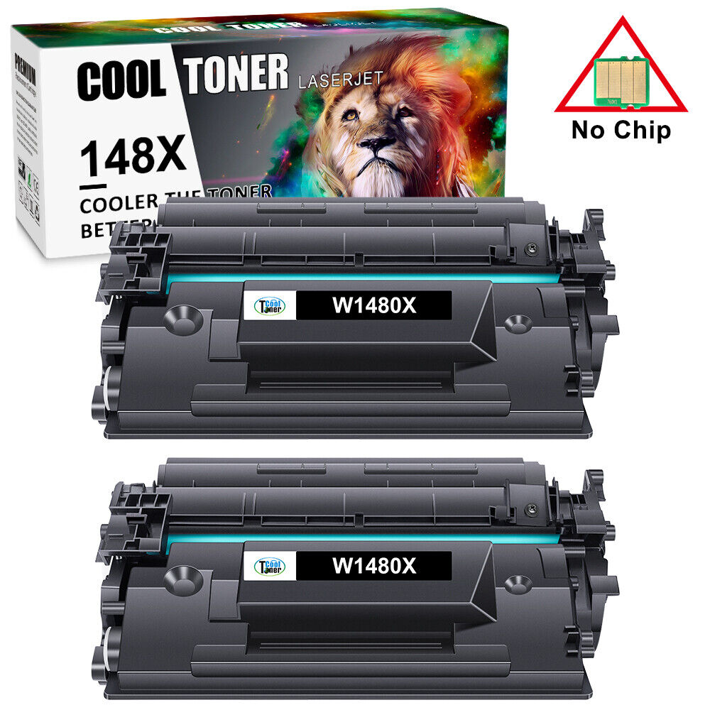2 Black Toner(No Chip), for HP LaserJet Pro 4001n/dn/dw 4101fdn/fdw, W1480X 148X