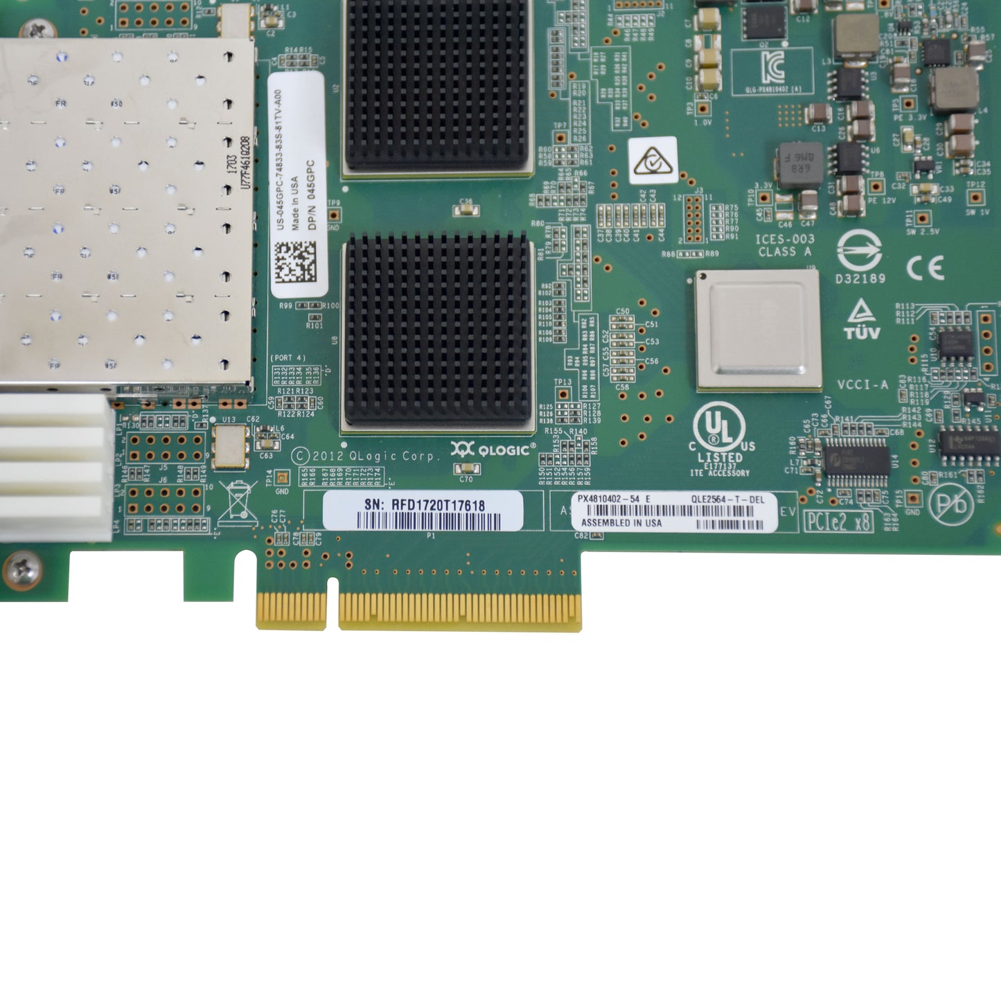 Dell QLogic QLE2564 Quad-Port 8Gb/s FC SFP+ PCIe 2.0 x8 Host Bus Adapter 45GPC