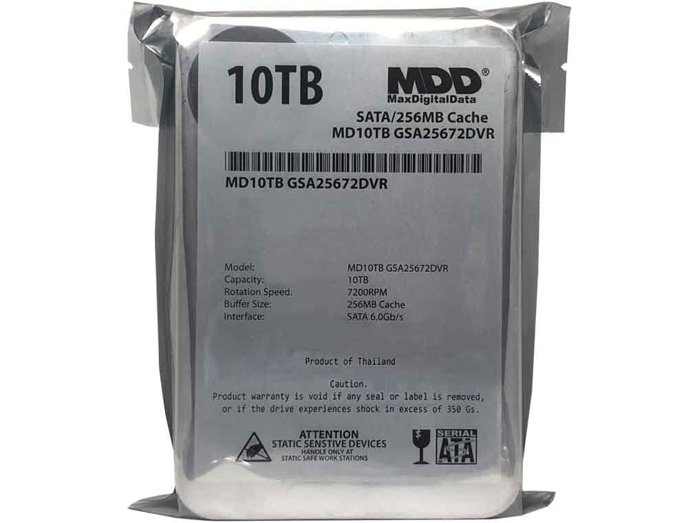 MDD 10TB 7200RPM 256MB Cache 3.5" SATA 6.0Gb/s Internal Surveillance Hard Drive