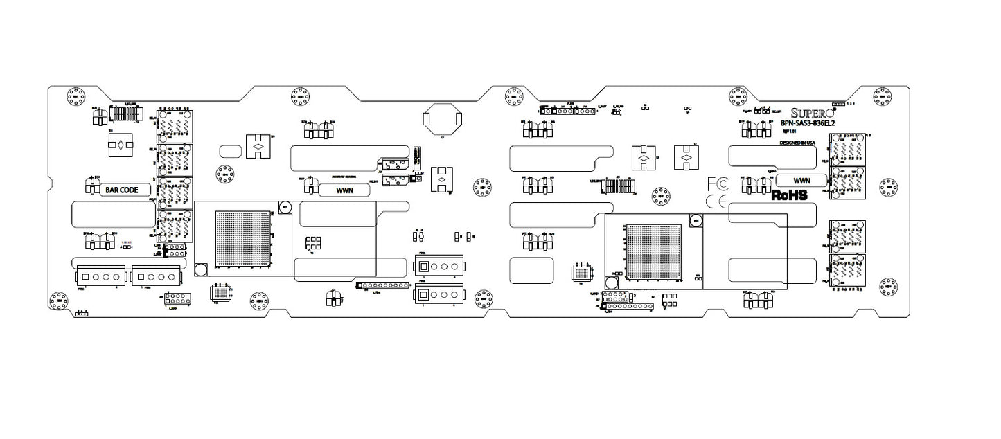 SuperMicro BPN-SAS3-836EL2 3U dual expander backplane, support 16x 3/5" SAS3/SAS (NOT FOR HOME PC)