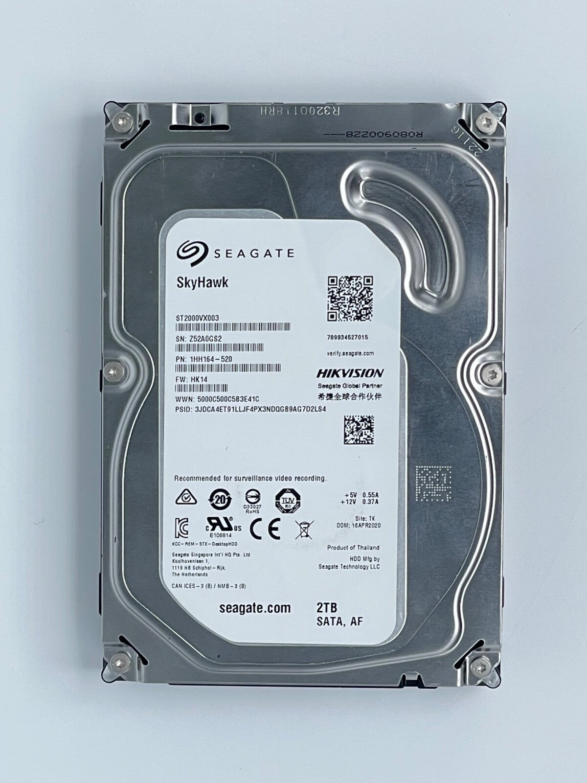 Seagate SkyHawk ST2000VX003 2TB 3.5" SATA 5900RPM Video Recording Internal HDD