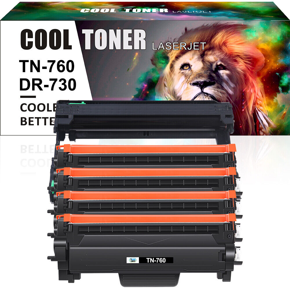 4PK TN760 Toner + DR730 Drum Unit For Brother MFC-L2710DW HL-L2390DW DCP-L2550DW