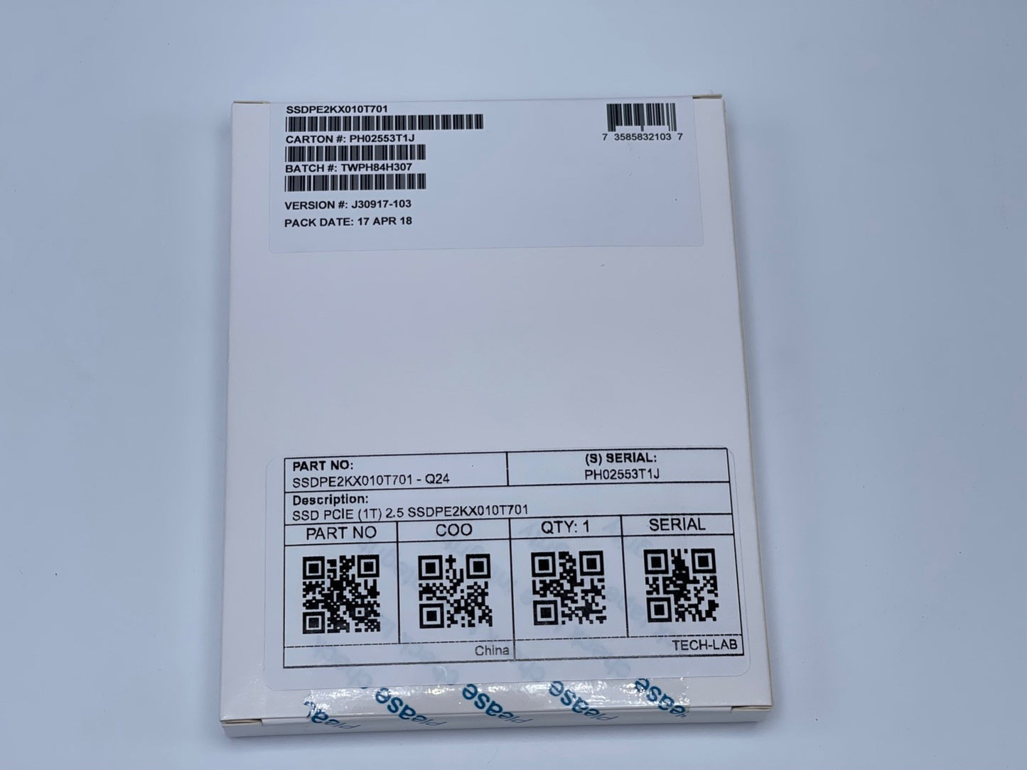 Intel DC P4500 SSDPE2KX010T701 1TB SSD 2.5in U.2 NVMe PCIe 3.1 x4 SFF-8639