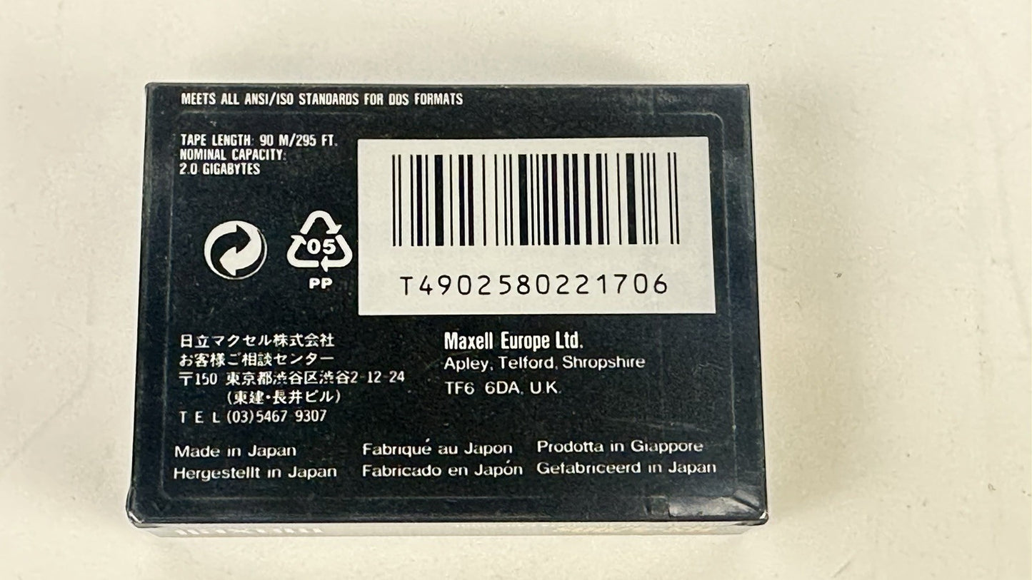 New Maxell HS-4/90s Helical Scan 4mm Data Cartridge 2GB 90m 295ft DDS Sealed