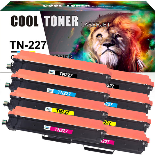 8 Pack Compatible With Brother TN227 TN223 Toner HL-L3210CW L3230CDW MFC-L3770DW