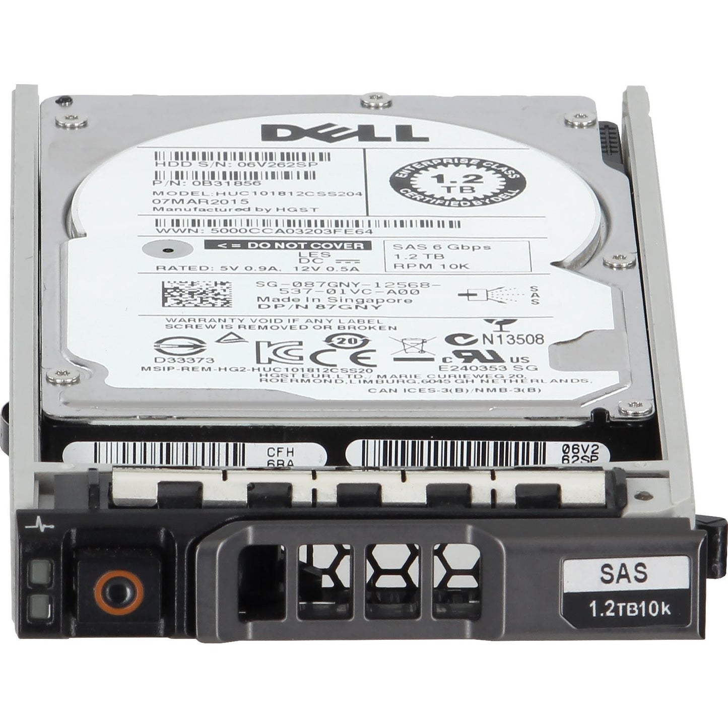Dell 1.2TB 10K 512n 6Gbps SAS 2.5 HDD Ultrastar C10K1800 CPO (87GNY-CO3) (NOT FOR HOME PC)