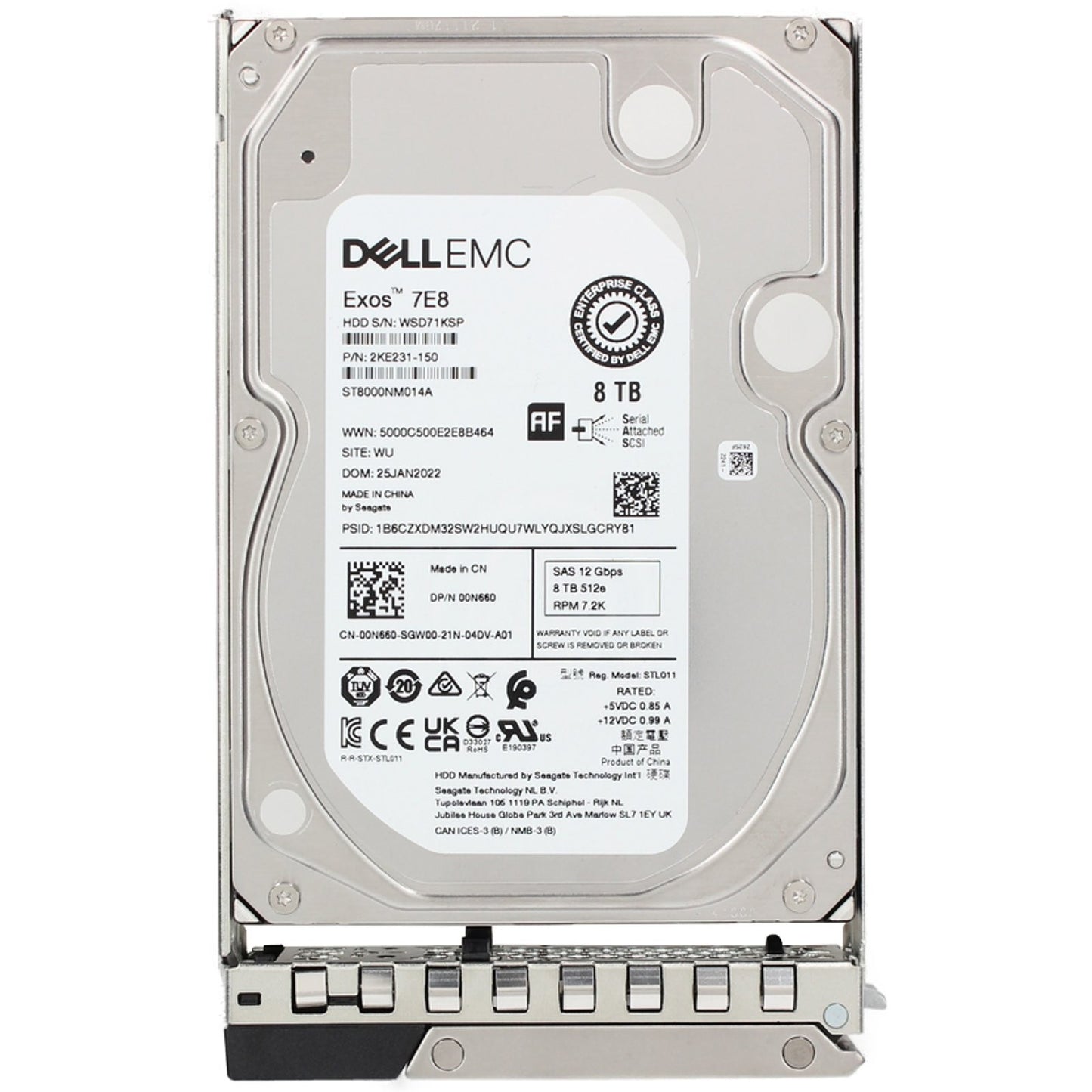 Dell 8TB 7.2K 512e 12Gbps NL SAS 3.5 HDD Exos 7E8 (14A) (0N660-COL-OSTK) (NOT FOR HOME PC)