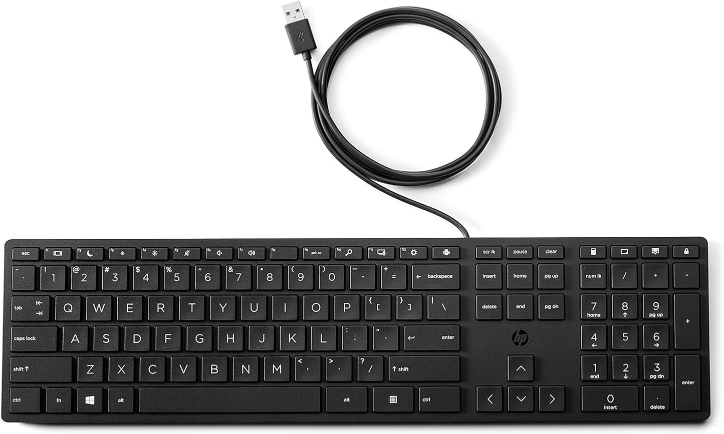Lot x 100 HP Smart 320K Slim Wired Keyboard 108 Keys QWERTY Black L95712-001