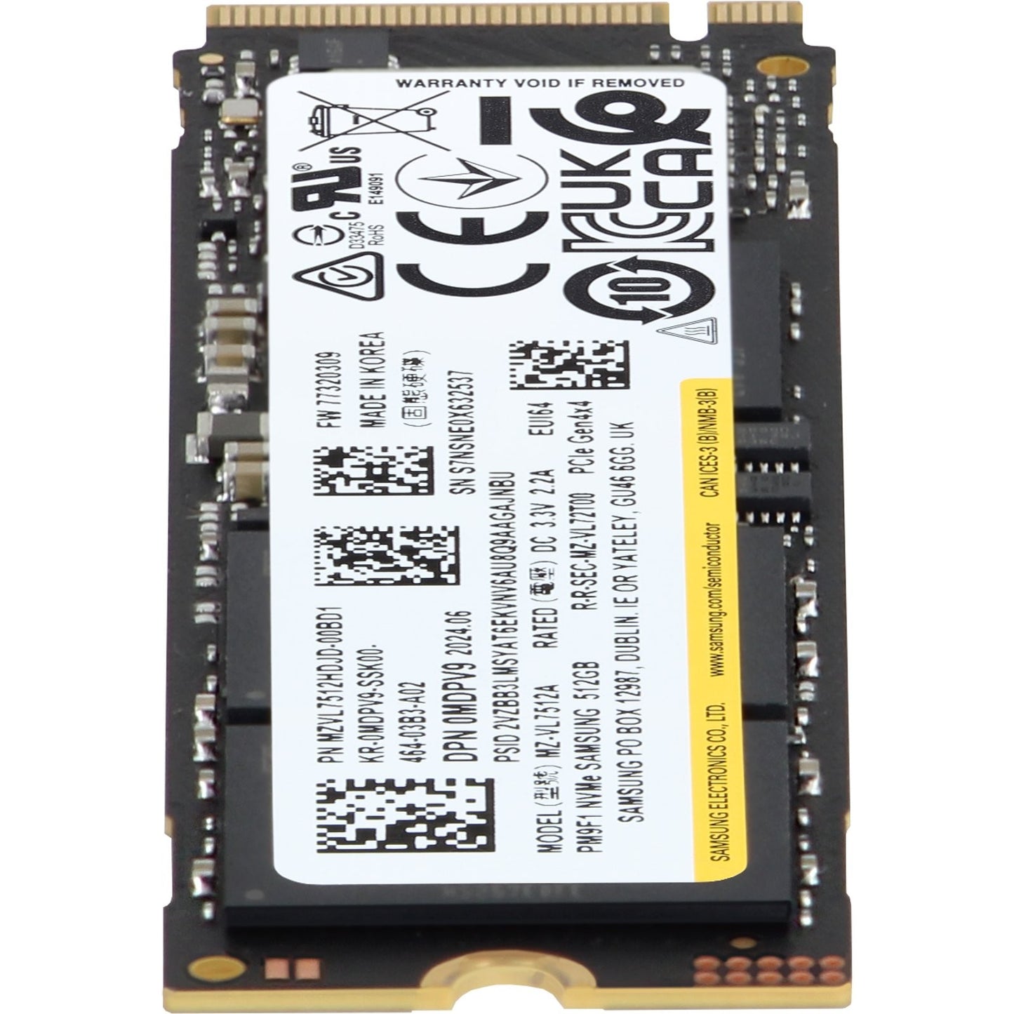 Dell Samsung 512GB PCIe Gen4 NVMe Class 40 TLC 2280 M.2 SSD PM9F1 (MDPV9)