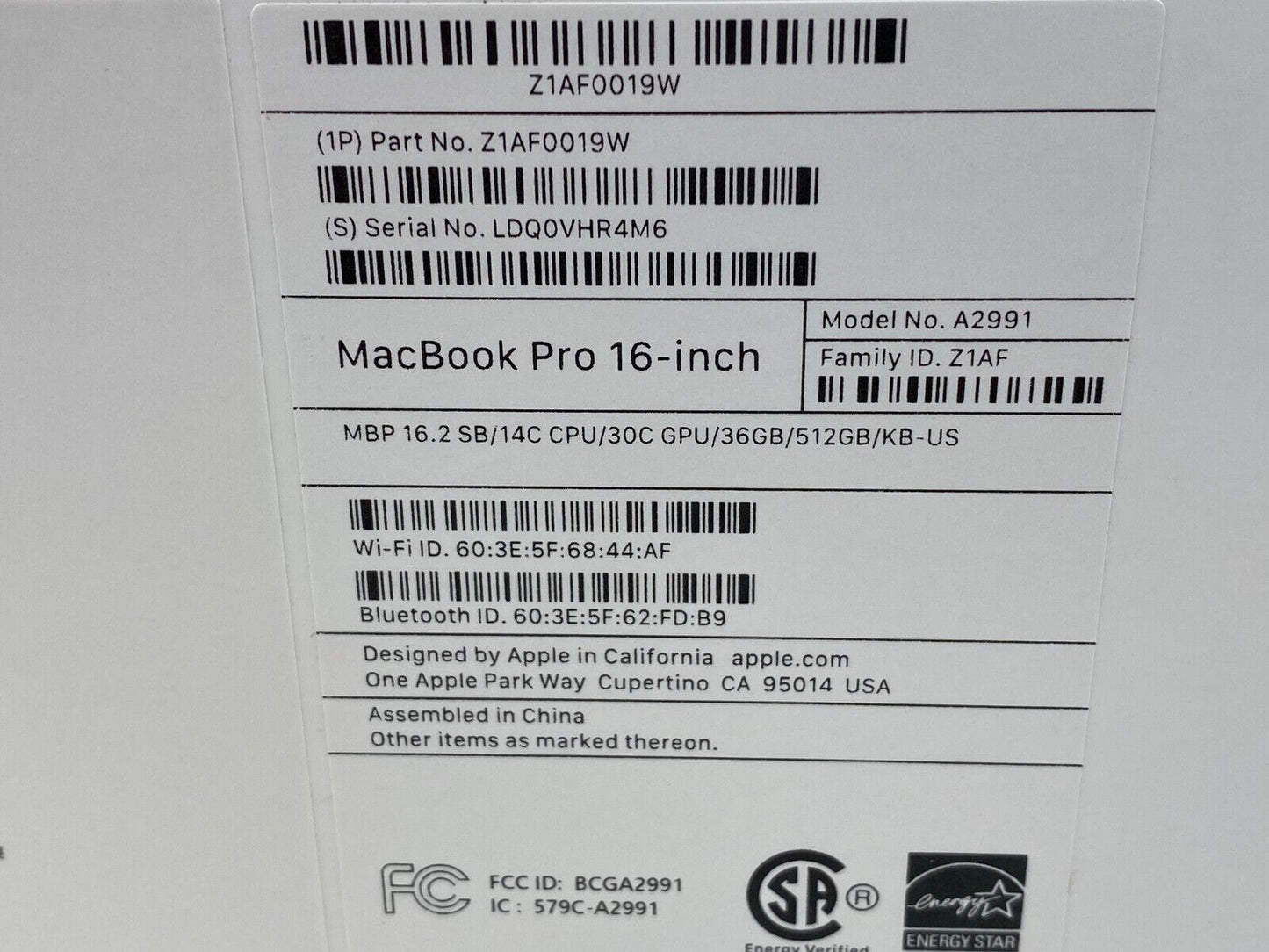 New Apple MacBook Pro 16" 512 SSD, M3 Max, 36GB) 14 Core 30 Core