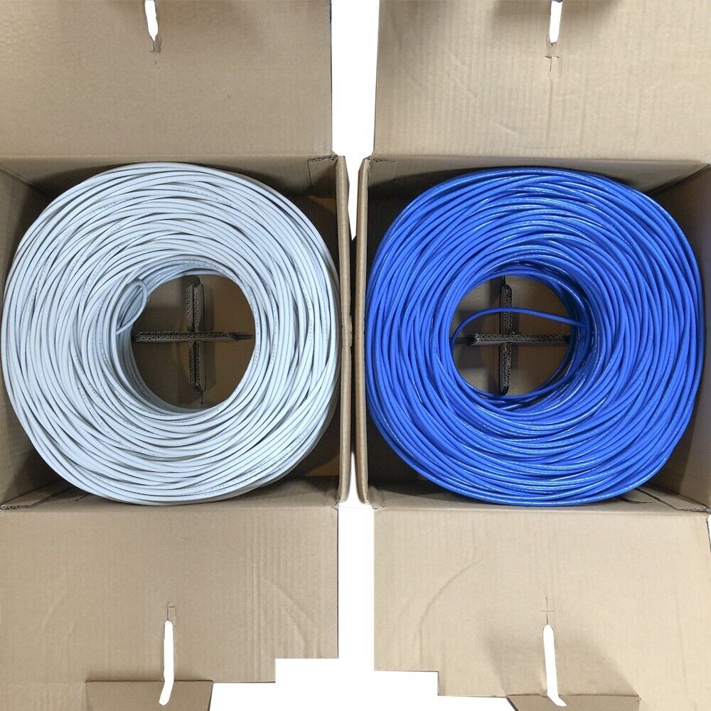 Cat6 1000Ft Bare Copper Cable 23AWG UTP Solid Ethernet Network Bulk Cable, Blue