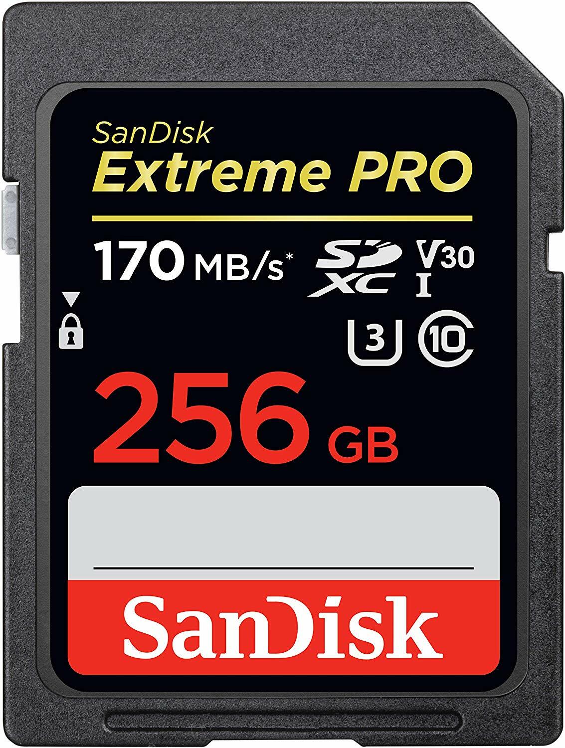 SanDisk 256GB Extreme PRO SD SDXC Memory Card 170MB/s Class 10 UHS-1 U3 4K 256G