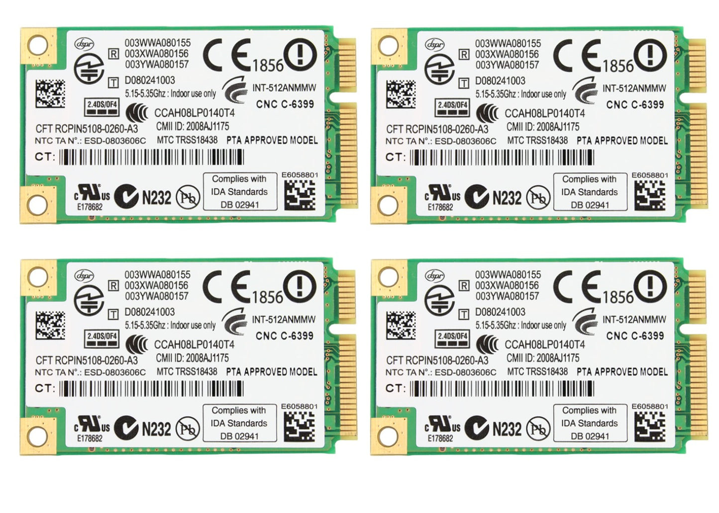 Lot of 4 HP Probook 4310s 300Mbps Mini PCI-E Laptop WiFI Card 512AN 480985-001