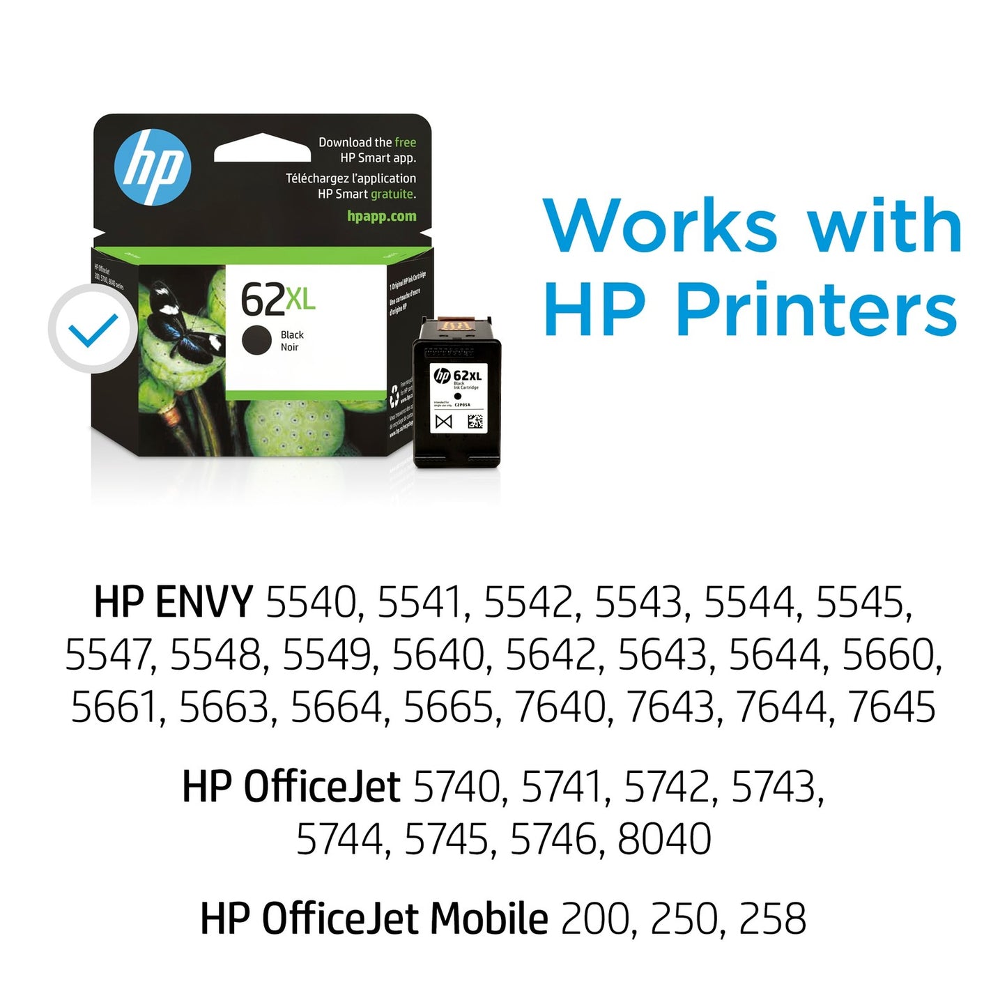 HP 62XL High Yield Black Original Ink Cartridge, ~600 pages, C2P05AN#140