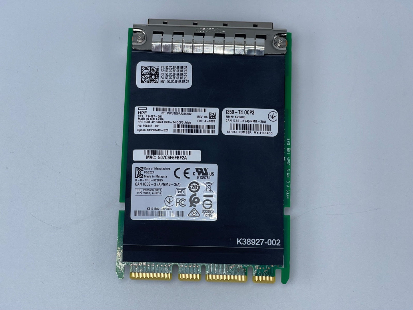 HPE I350-T4 OCP3 4Port BASE-T Ethernet Network Adapter 1GB P08449-B21 P08447-001