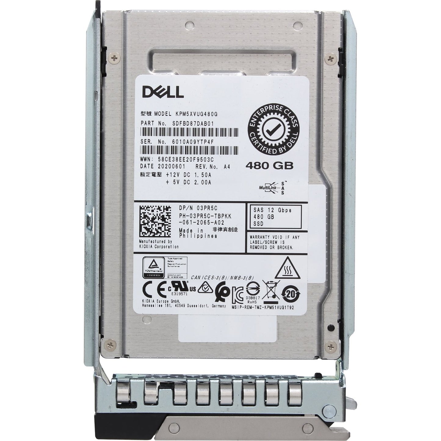 Dell 480GB 12Gbps SAS MU TLC 2.5 SSD KPM5XVUG480G (ME4) CPO (3PR5C) -R (NOT FOR HOME PC)