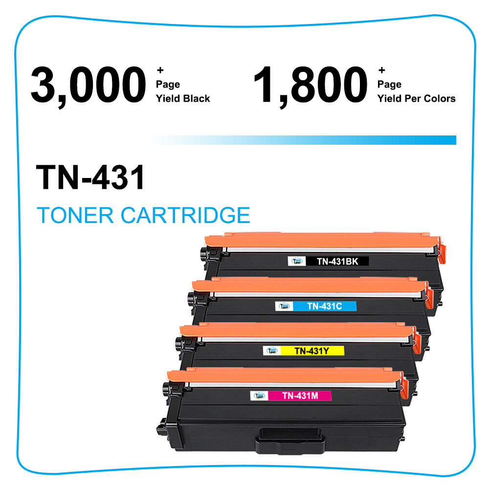 4PK TN-431 Toner Compatible for Brother HL-L8260cdw 8360cdw MFC-L8900cdw TN433