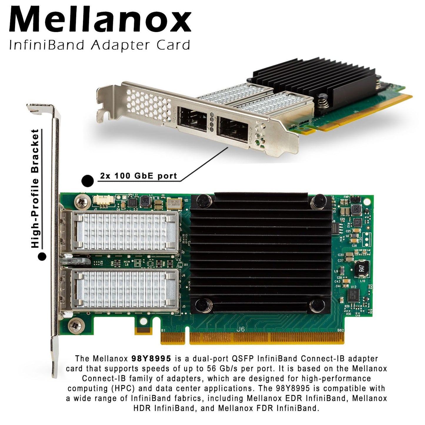 Lot of 2 IBM 98Y8995 Mellanox CB194A 2-Ports 56GB Connect-IB InfiniBand Adapter