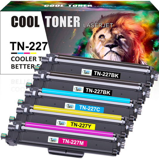 5PK High Yield TN227 BK/C/Y/M Toner For Brother HL-L3270CDW L3210CW With Chip