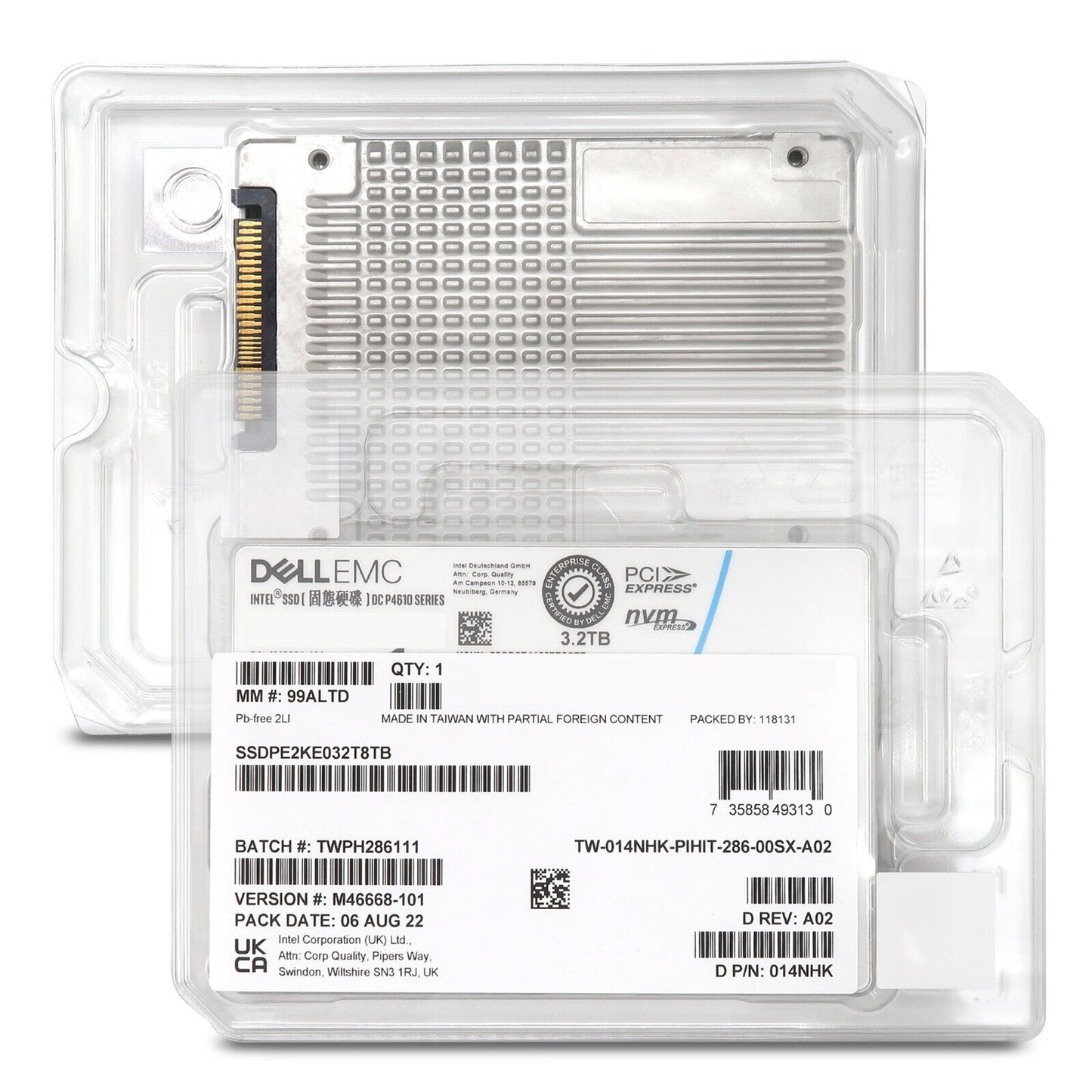 Dell DC P4610 3.2TB NVMe PCIe 3.1 x4 U.2 2.5" Mix Enterprise SSD SSDPE2KE032T8TB