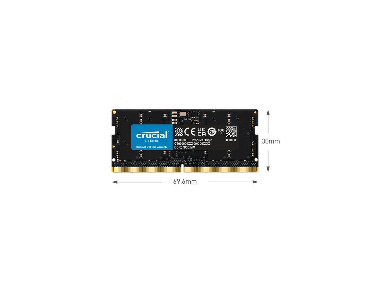 Crucial 32GB (2 x 16GB) 262-Pin DDR5 SO-DIMM DDR5 4800 (PC4 38400) Laptop Memory