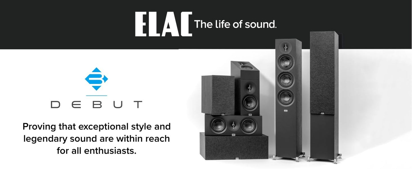 ELAC Debut 3.0 3-Way DF63 6.5" Floorstanding Speaker for Home Theater, Black Eac