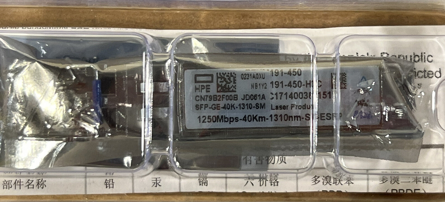 Genuine HP HPE X125 JD061A SFP LC LH40 1310nm XCVR 1250Mbps 40Km 1GE SMF 40KM LR