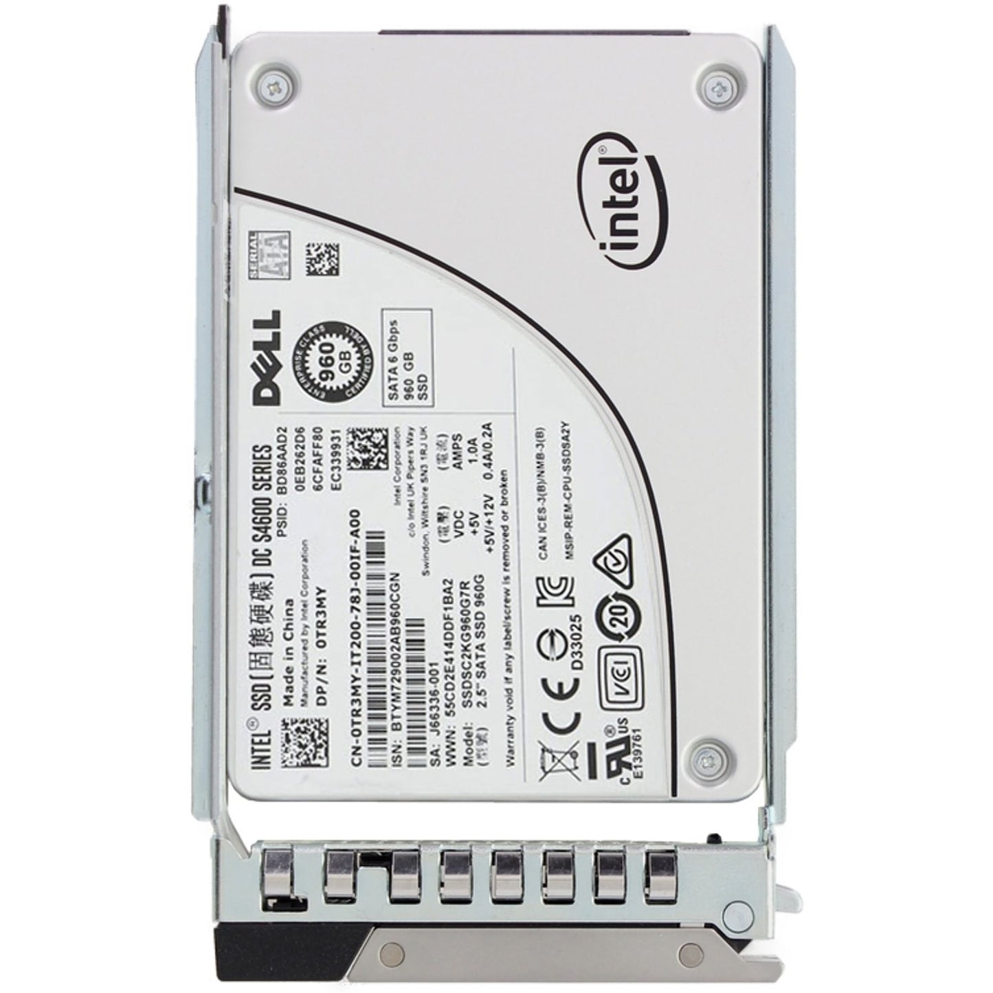 Dell 960GB 6Gbps SATA MU TLC 7mm 2.5 SSD S4600 CPO (TR3MY) -R