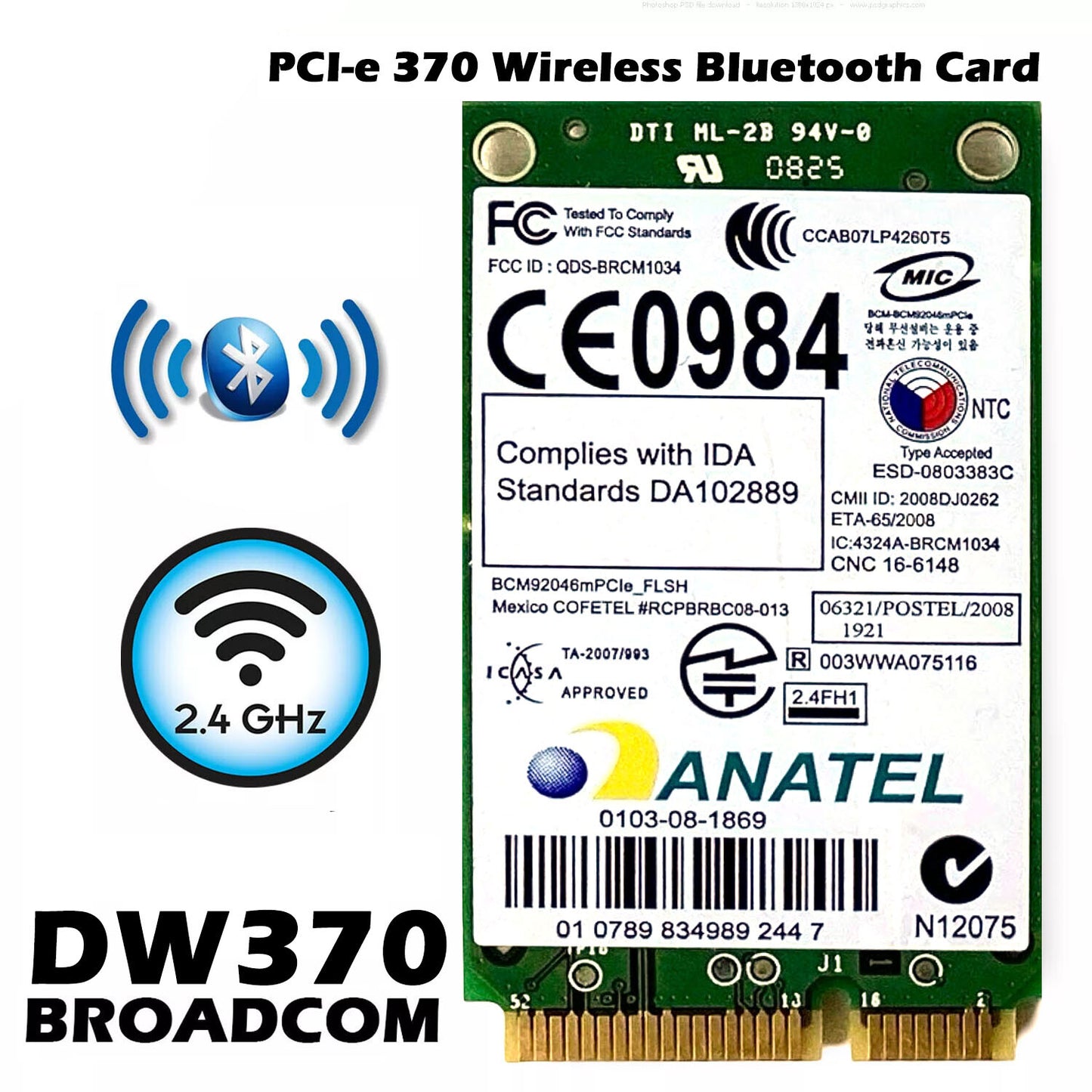 Lot x 10 Dell Latitude E5400 Mini PCI Express Wireless Bluetooth Card P560G PW87