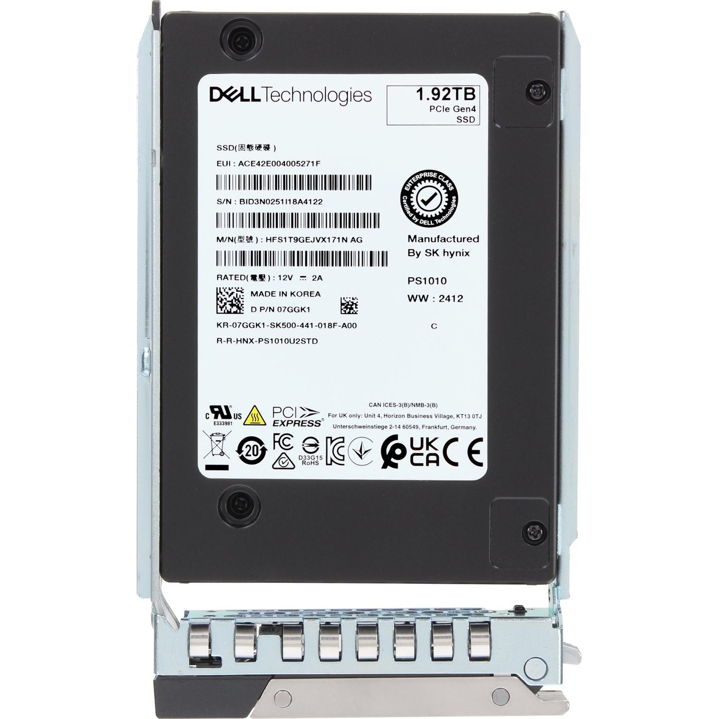 Dell 1.92TB PCIe Gen4 NVMe RI TLC 2.5 SSD PS1010 (7GGK1)