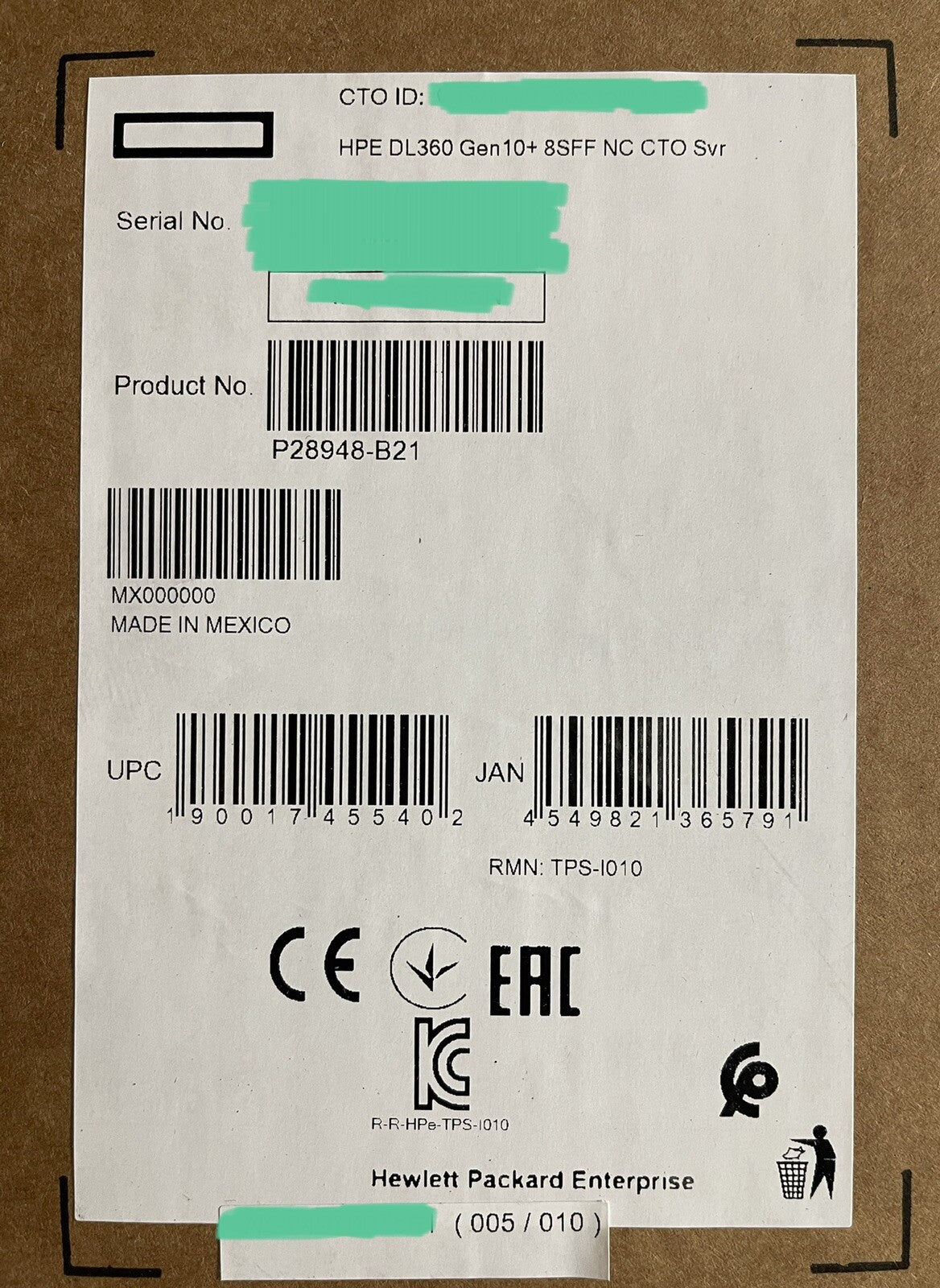 HPE DL360 Gen10+ Plus 2x Xeon 6354 36C 3GHz 64GB 10SFF MR416i-a 2x 2.4TB SAS (NOT FOR HOME PC)