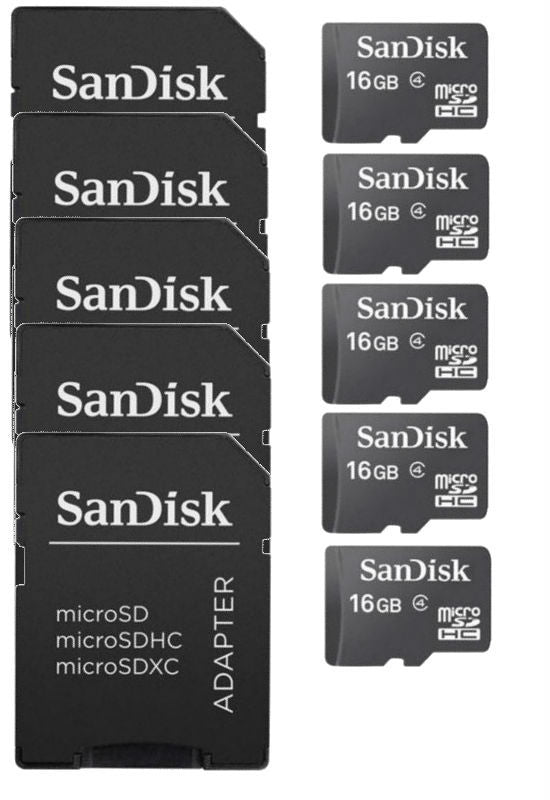 Lot of 5SanDisk 16 GB MicroSD HC Micro SDHC SD Class 4 TF Flash Memory Card