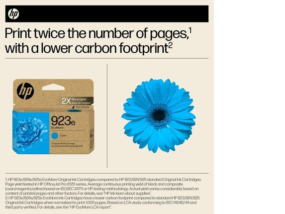 HP 923e EvoMore Cyan Original Ink Cartridge, 800 pages, 4K0T4LN
