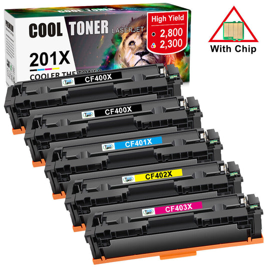 5x High Yield CF400X 201X Toner Compatible For HP Color Laser Jet Pro MFP M277dw