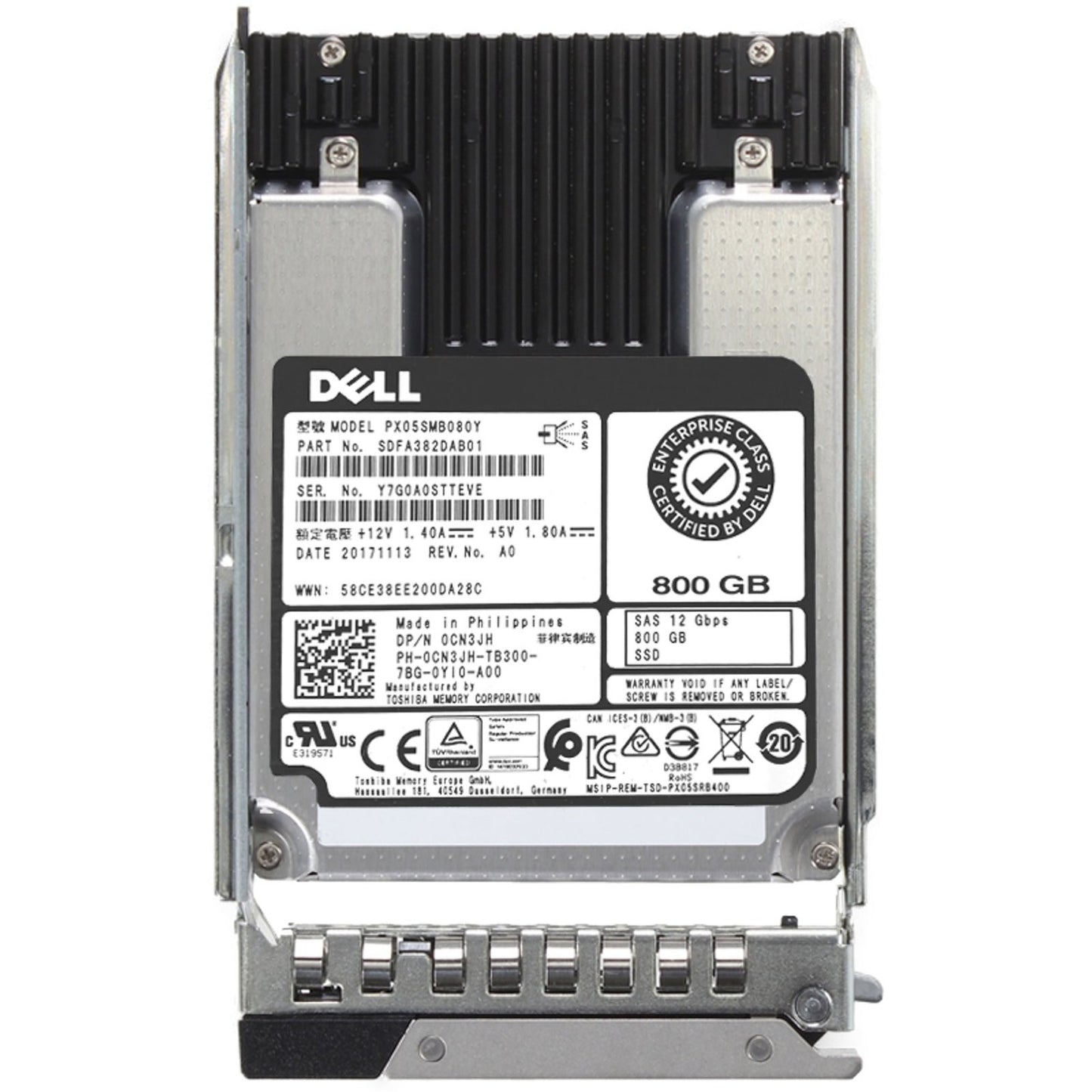Dell 800GB 12Gbps SAS WI MLC 2.5 SSD PX05SMB080Y (400-AMKV) (400-AMKV-OSTK) (NOT FOR HOME PC)