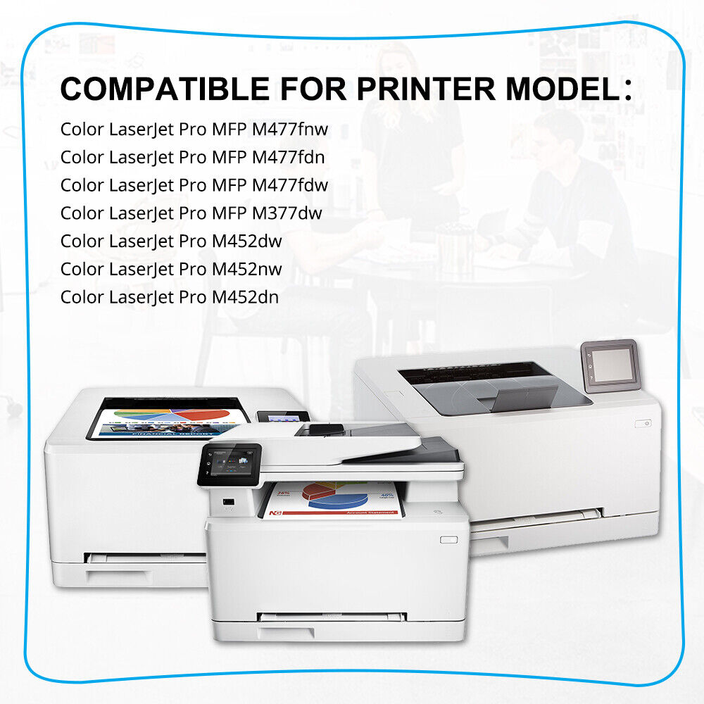 6PK CF410X -3X Toner Compatible with 410X HP M452dw M452nw M452dn MFP M477fnw