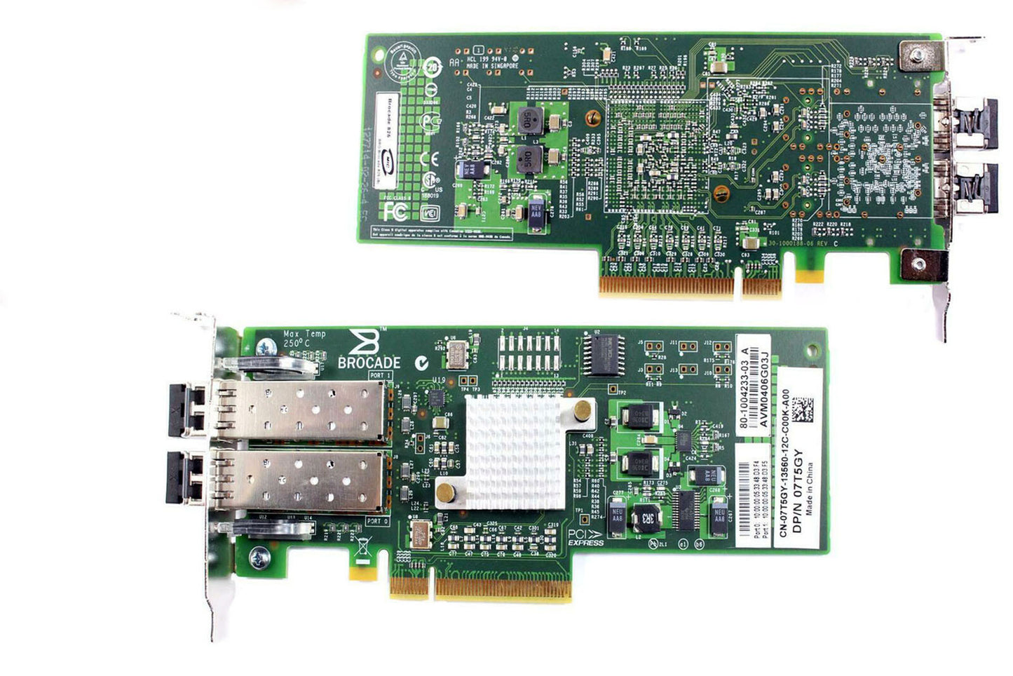 Brocade 825 Dual Port 8 Gbps FC Host Bus Adapter 7T5GY KKYWJ BR-825 w/ 2 8GB SFP