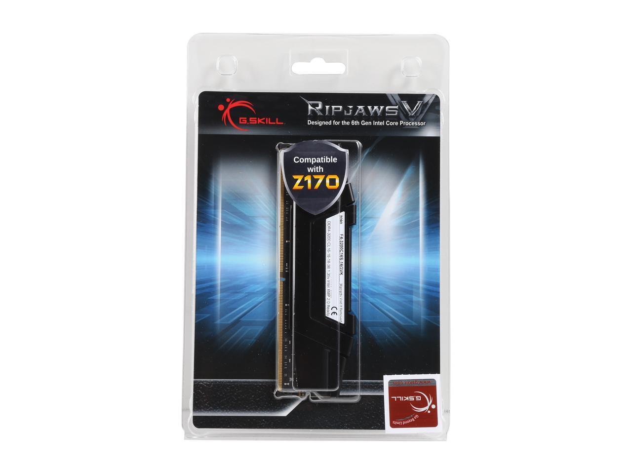 G.SKILL Ripjaws V Series 16GB 288-Pin PC RAM DDR4 3200 (PC4 25600) Desktop Memo